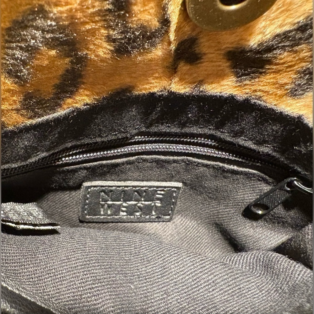 Y2K Nine West Cheetah Print Faux Fur Bucket Shoulder Bag - Picture 6 of 6